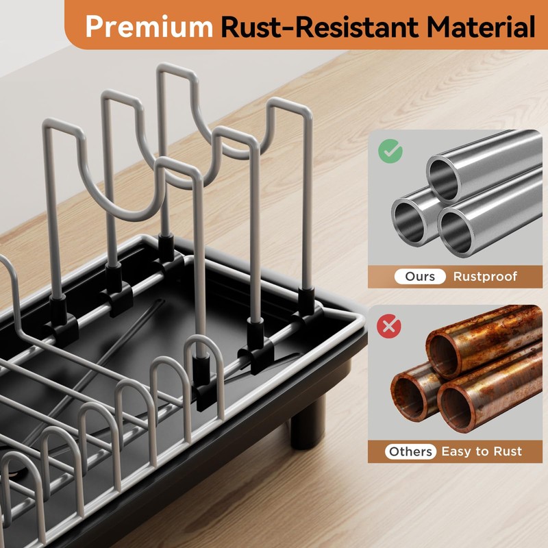 Laveshop Small Dish Drying Rack, Compact Dish Drainer for Kitchen