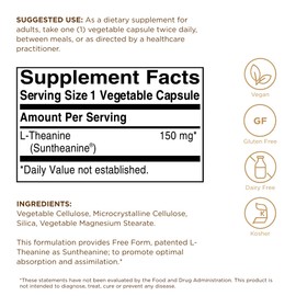 SOLGAR Solgar L-Theanine 150 mg Vegetable Capsules - Pack of 60 - Stress and Anxiety Support - Improve Mental Function - Vegan and Gluten Free, Gold