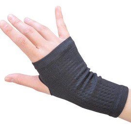 健まーる 岩盤浴 手の甲 手首用 サポーター (ブラック) 6627-F-A