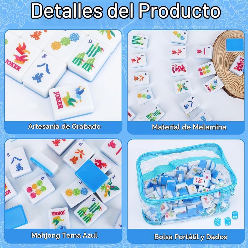162 Azulejos American Mahjong - Juego de azulejos y bolsa