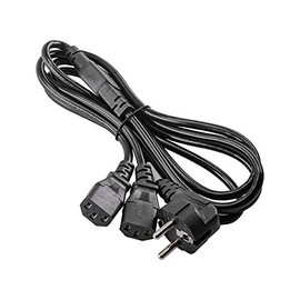 AKYGA AK-PC-04A Power Cable Y Shape Divider, 1.8 m, 2 x C13 for PC, Printer, Screens, Black