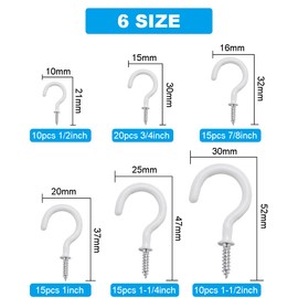 AFASOES Pack of 85 Screw Hooks Set Washing Line Hooks White Cup Hooks Cup Hooks Hook Screws Plant Hooks with Thread Screw-In Blankets Eye Hooks Ceiling Hooks for Christmas Lighting