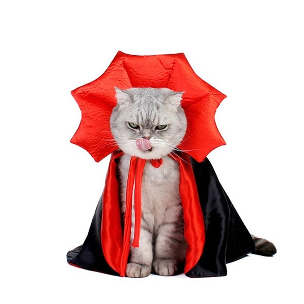 Dog Cat Vampire Cloak Costume, Pet Halloween Cape for Small Medium Dogs Cats Puppy