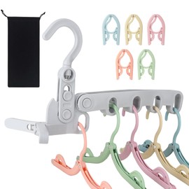 SIWUKEH 1 estante de secado de ropa plegable y 10 ganchos de viaje y 1 bolsa organizadora, diseño plegable que no ocupa mucho espacio, gran combinación para viajes/hoteles/cruceros.