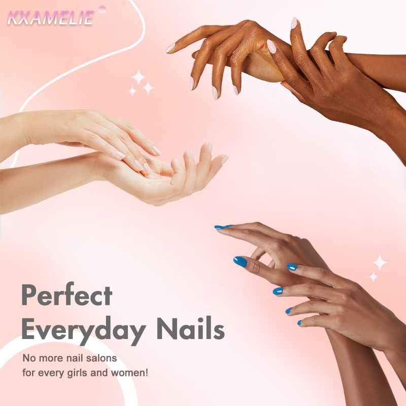 KXAMELIE Baby Pink Press on Nails Medium Coffin Gel Natural