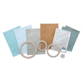 folia 40129 Craft Set Star Wreath, Complete Set for 3 Wreaths in Different Sizes with Paper Stars, for Timeless Decoration