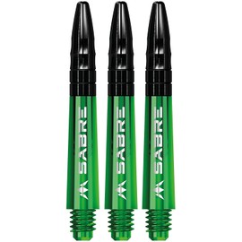 Mission Darts Sabre Shafts | Durable Polycarbonate Stems with Black Aluminium Top | 1 Set of 3 Shafts | Green | Short (S1550)
