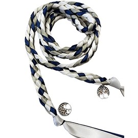 Ivory, Navy Sage Handfasting Cord with Tree of Life- Wedding- Ceremony Braid- Braided Together
