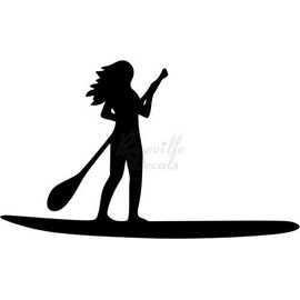 Paddle Board Girl Paddleboarding Vinyl Decal Sticker for Home Office Decor Vehicle Window Sign Size- [8 inch] / [20 cm] Wide Color- Gloss Black