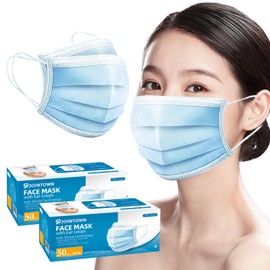 Jointown Disposable Face Mask - 3 Ply Protection Face Masks, 100 Pack Blue