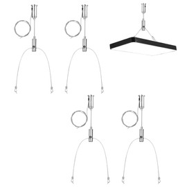 Riisoyu Set of 4 rope suspension installation kit, 1.5 mm x 1 m lamp suspension wire rope for attaching 'Y' of LED panels, wire ropes, hanging set, adjustable wire rope for ceiling light, lamp