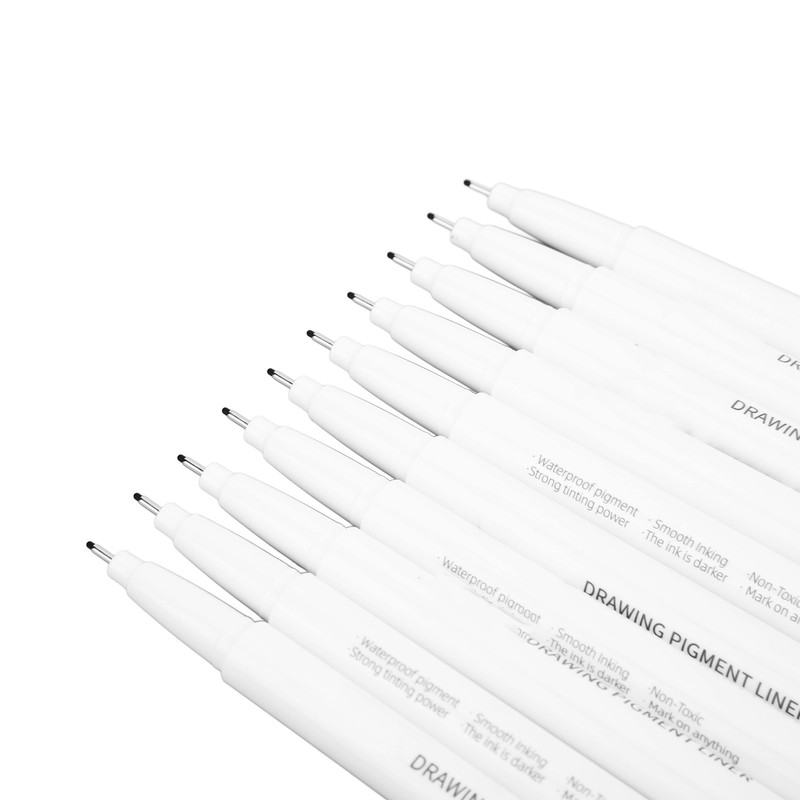 10Pcs 0.5mm Micro Line Pens Excellent Black Inks Smoother Writing