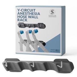 S I Y Circuit Anesthesia Hose Rack Wall Mount – Holds 4 Adult or Pediatric Circuits, Durable Plastic, Pre-Attached Double-Sided Tape, Veterinary Clinic Organizer