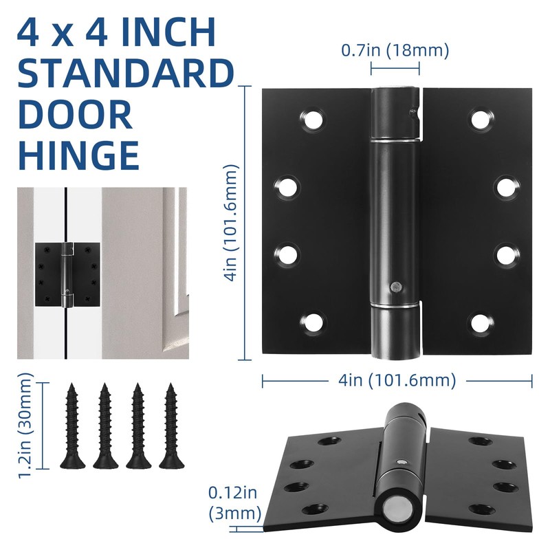 6 Pack Self Closing Door Hinges, 4 Inch Spring Loaded