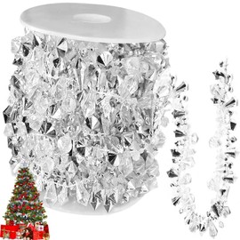 Christmas Tree Pearl Garland, 5 m Garland, Christmas Garlands, Christmas Garland for Christmas Tree Decorations - Decoration for Advent Wreath (Silver)