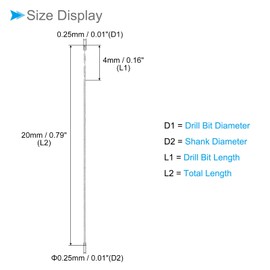CoCud Micro Drill Bits, 0.25mm Drill Diameter 20mm Total Length, 6542 High Speed Steel Fully Ground Twist Drill Bit - (Applications: for Copper Metal Wood), 10-Pieces