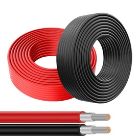 RAKDSYMC Solar Panel Wire - 60FT Black & 60FT Red Solar Extension Cable, 10AWG (6mm²) Tinned Copper Wire PV Wire for RV Solar Panels Boat Marine Automotive Home Outdoor - Red & Black (10awg 60ft)