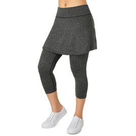 Xioker Women Skirted Leggings with Pockets,Tennis Skorts Skirts with Leggings Yoga Skorts Capris(Grey Charcoal XL)