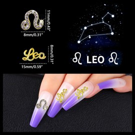 JERCLITY 20pcs Gold Alloy Leo Zodiac Nail Charms 10pcs Leo Sign Symbols Nail Charms 10pcs Leo Constellation Words Nail Charms for Nails（Leo Dates: July 23 to August 22）, JSP433