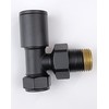 Manissa Kirby Black Angled Towel Rail Valves 1/2" /15mm Radiator