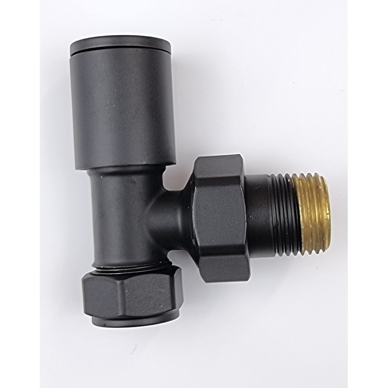 Manissa Kirby Black Angled Towel Rail Valves 1/2" /15mm Radiator