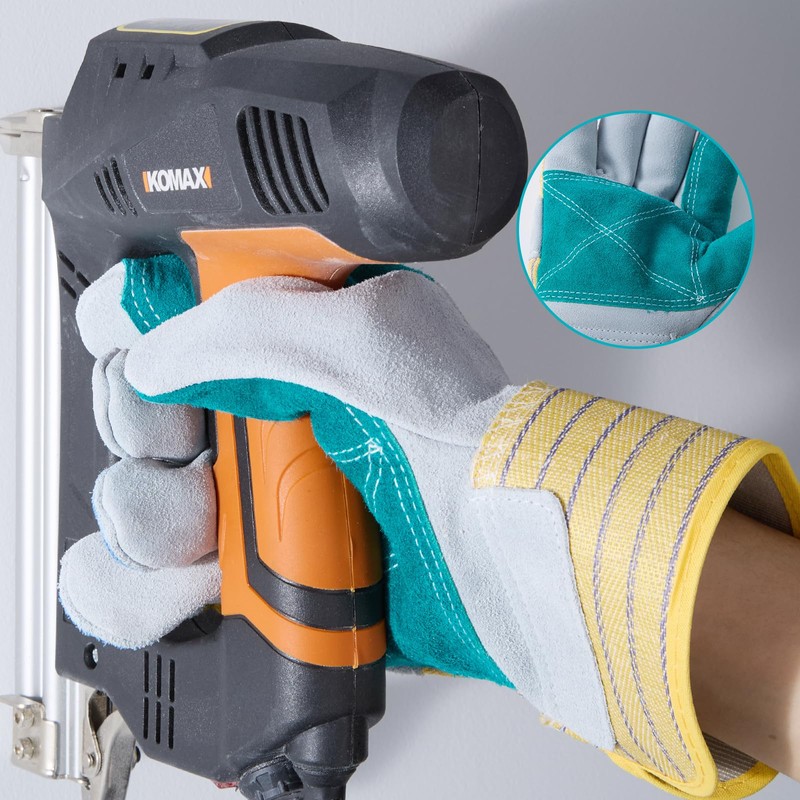 Kavish 6 Pairs Leather Safety Work Gloves for Men and