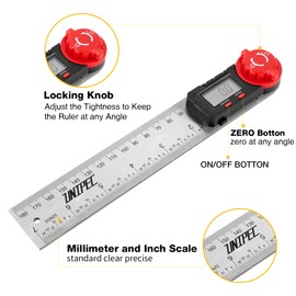 UNIPEC Digital Angle Finder Protractor, Angle Finder Ruler,Stainless steel 7inch 200mm 7inch/200mm, Angle Measuring Tool for Woodworking,Carpenter,Construction,DIY Measurement (Stainless Steel)