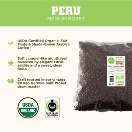 Tiny Footprint Coffee - Fair Trade Organic Peru APU Medium Roast - Whole Bean Coffee, USDA Organic & Carbon Negative - You Drink Coffee, We Plant Trees, 3 Pounds