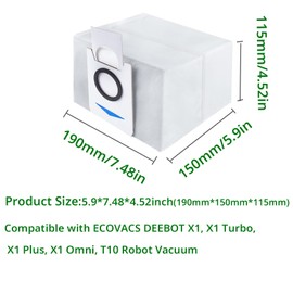 10 PCS Disposable Dust Bags for ECOVACS DEEBOT X1 OMNI DEEBOT X1 Turbo, X1 Plus, X1 Omni, T10 Robot Vacuum Cleaner Replacement Accessories