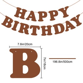 Adecortalk Brown Happy Birthday Banner Sign Happy Birthday Bunting Banner for Wall Door Decorations Happy Birthday Decorations Banner for Women Men Girls Boys Birthday Party Decorations