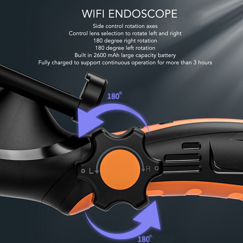 WiFi Endoscope 360 Degree Rotation Wireless 1080P HD Borescope with