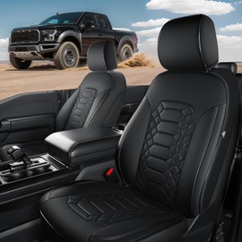 FEINEPRO F150 Seat Covers Front Seats - Pickup Truck Seat Protectors for Ford 2015-2026 F150 SuperCrew & 2017-2026 F250/F350/F450 Super Duty Crew Cab, Durable Faux Leather Waterproo