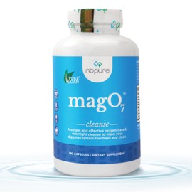 nbpure MagO7 - Natural Colon Cleanse & Detox - Occasional Constipation Relief, Stool Softening, & Bloating Support for Men & Women - Ozonated Magnesium Oxide, 180 Capsules