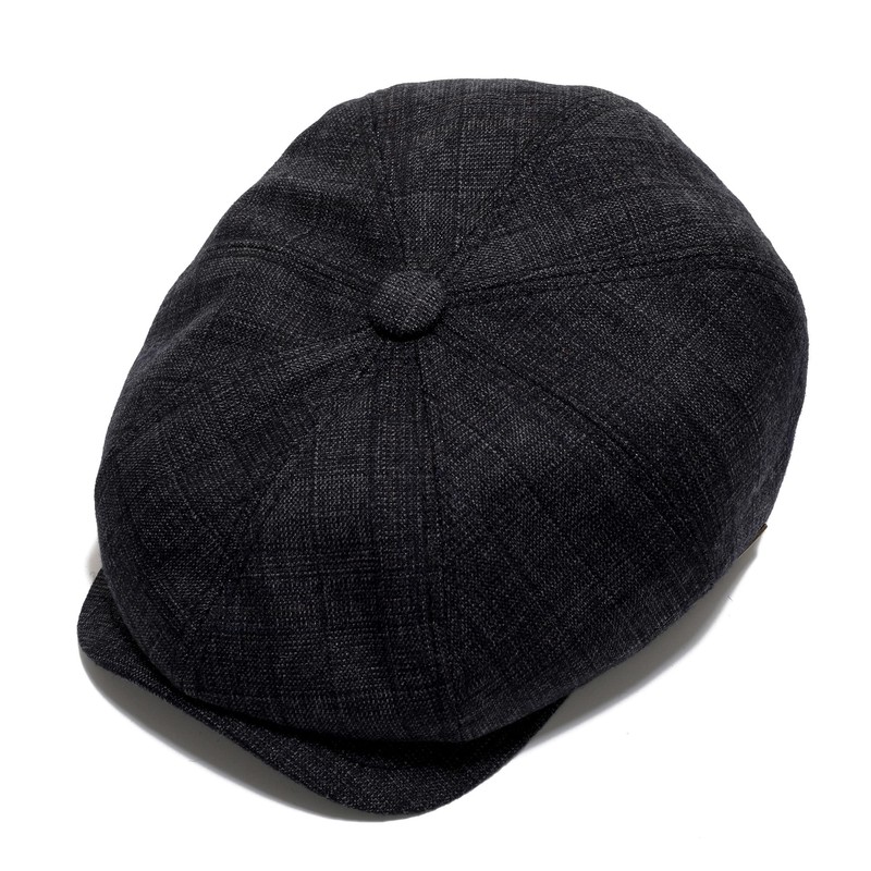 Superora Men's Flat Cap Herringbone Tweed Newsboy Cap Herringbone, navy