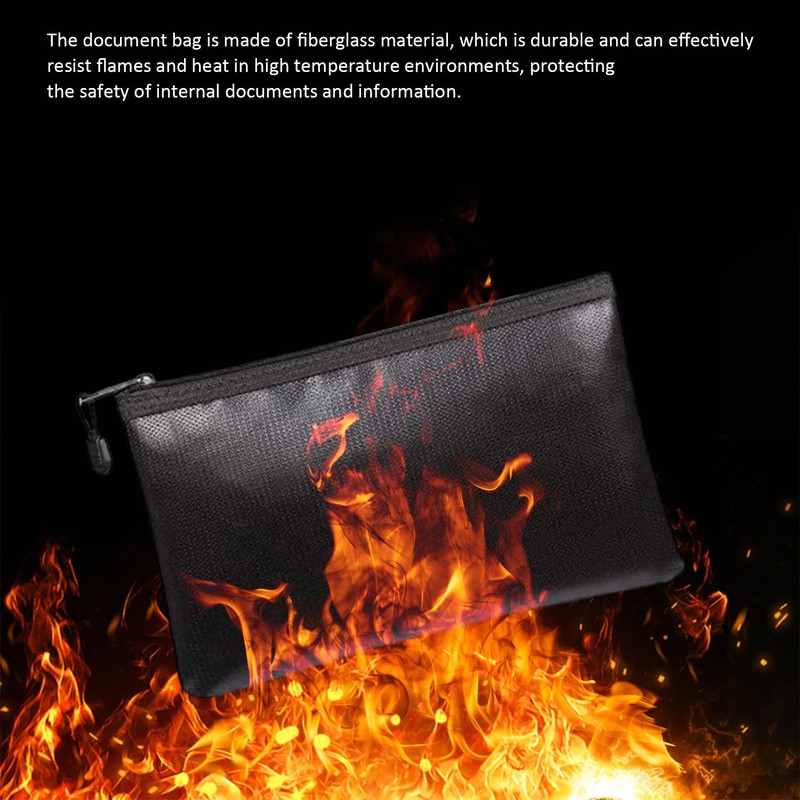 1 Piece of Black Fireproof Bag, Waterproof and Fireproof Document