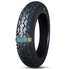 MZBZYU 14x2.125 Tubeless Bike Tire, 14 x 2.125 8PR Nylon Structure Bicycle Neumático, Puncture Proof, Anti-Slip Tread, Max 300kPa, With Angled Valve – Fit Tubeless Ri_m Only