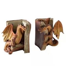 Tianbi Funny Dragon Bookends, Decorative Bookend, Resin Dragon Bookshelf Ornament Desktop Bookend for Home Office Bookshelf Decoration