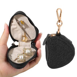 Jewelry Ring Holder Keychain – Portable Travel Gym Jewelry Storage Case for Rings Earrings Studs Necklace, Mini Jewelry Organizer Box Gym/Sports Jewelry Case (Jewelry Holder-Black)