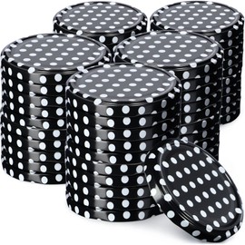 KADAX Screw Lid fi66 mm, Replacement Metal Lid Set, Canning Lids Suitable for 200 ml and 315 ml Jars, Twist-Off Lid with 4 Locking Teeth, Lids (Black Polka Dots, Pack of 50)