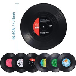 12PCS Portavasos de Silicona Antideslizantes para Mesa, con Diseño de Disco CD Retro, Posavasos de Vinilo Antideslizante para Café, Té, Cerveza, Vino, Hogar y Bar