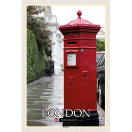 Ontrada Holzschild 20x30cm London England UK Post Box Holz Schild