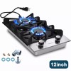Eascookchef 2-Burners Gas Cooktop 12in Eascookchef Tempered Glass NG/LPG Convertible