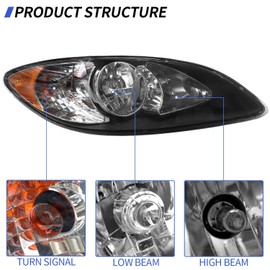 Revworth Headlights Assembly Fit for 2008-2016 International ProStar,Halogen Headlamps Assembly, Driver and Passenger Side (Black)