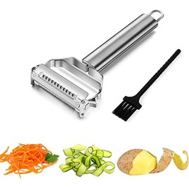 Vegetable Peeler, Potato Peeler, Julienne Peeler for Kitchen, Double-Sided Blade Stainless Steel Peeler for Carrot, Cucumber, Fruit with Cleaning Brush