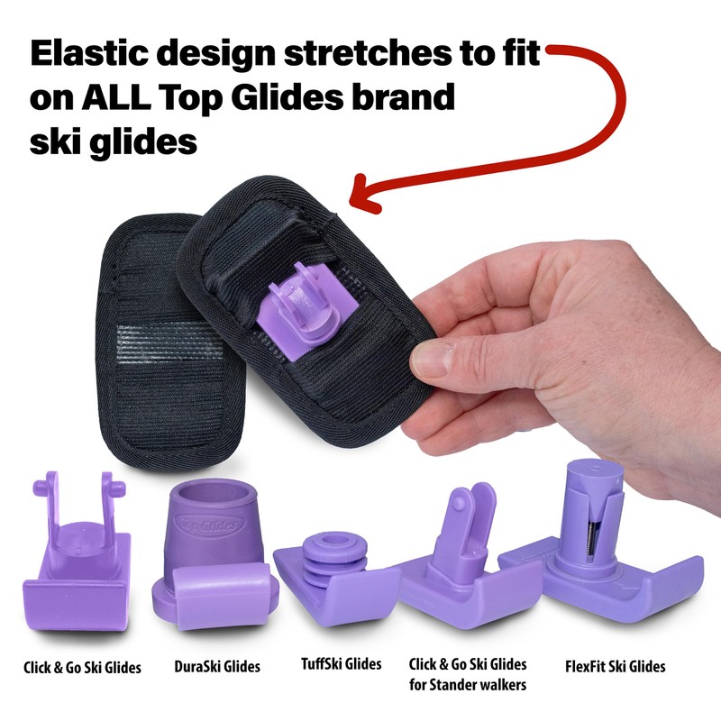 Top Glides GlidePads Walker Ski Glide Covers - Black -