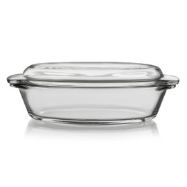 Libbey Baker's Basics Glass Oval Casserole Baking Dish with Cover, 1.6-quart