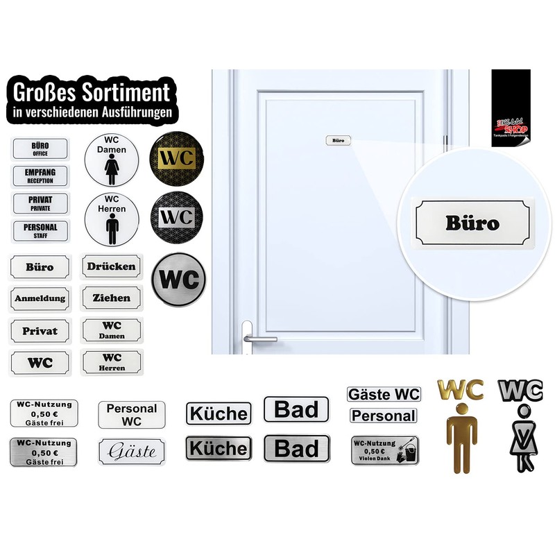 BIKE-label Door Sign 3D Sticker Silver Look Notice Signs Office