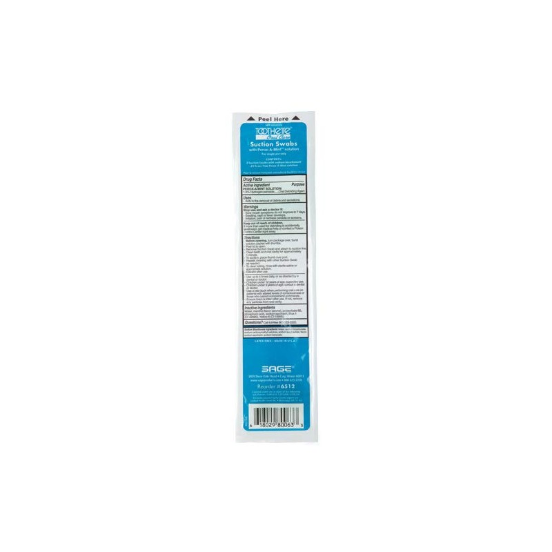 Toothette Oral Care Single Use Suction Swab System with Perox-A-Mint