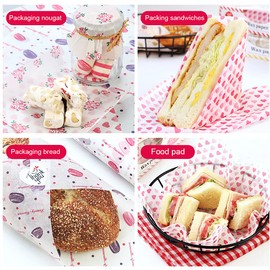 100 Sheets Greaseproof Paper Sheets, Food Wrapping Paper 8.5x10, Food Ggrade Waterproof Wax Paper Food Basket Liners Paper for Cakes, Breads French Fries Sandwiches Pizza Burgers Hot Dogs