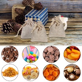 InnoHHustle 20 Pcs Premium Burlap Bags with Drawstring Mini BurlapBags Drawstring Bag Burlap Gift Bag Reusable Gift DIY Craft Bags Small Size for Party